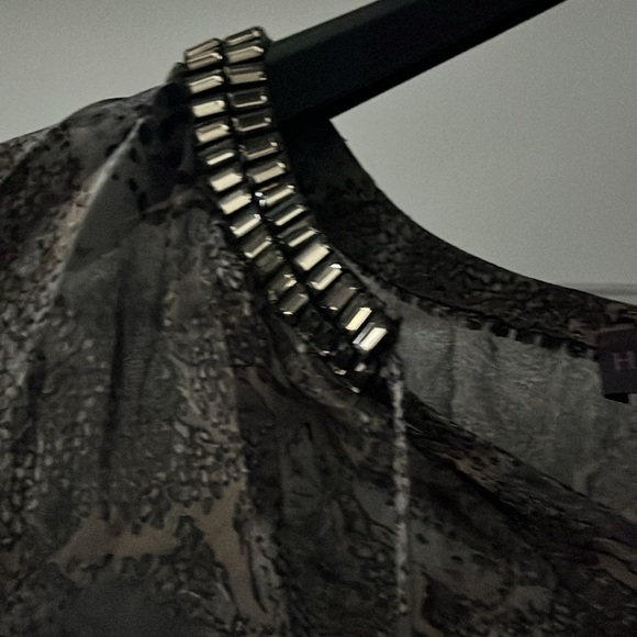 Hale Bob chiffon top with jeweled collar and cuffs - Picture 5 of 5